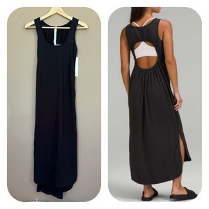 {Lululemon} Pima Cotton Open-Back Midi Dress in Black - Womens 2 - NWT